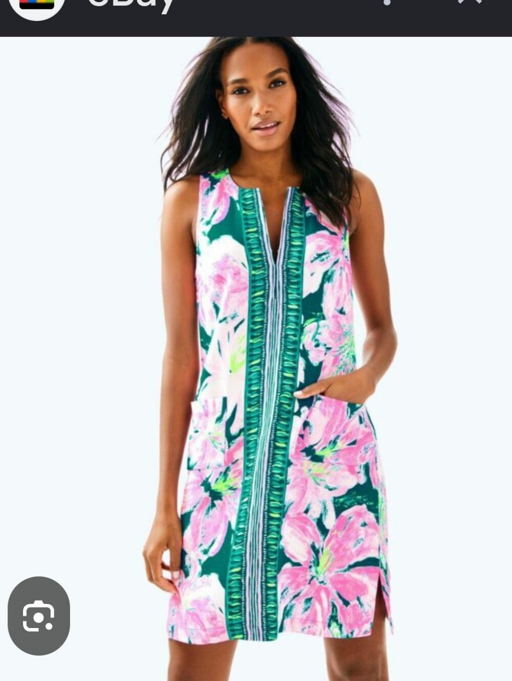 Lilly Pulitzer Pink & Green Floral Sleeveless Shift Coverup